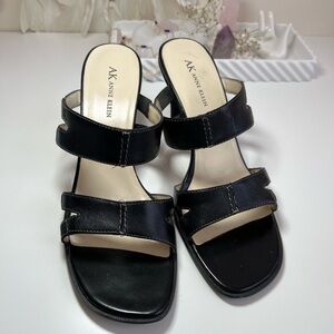Anne Klein Black Leather Sandals
